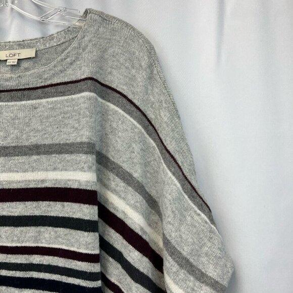 Loft Womens Pullover Sweater Multicolor Striped Poncho Short Sleeve Cotton XS/S - Picture 9 of 11